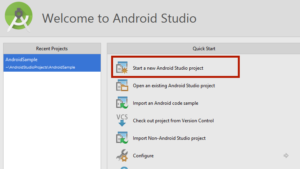 Android Studio - Welcome Screen